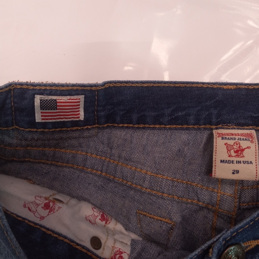 True Religion Womens 29 Serape Patch Distressed Straight Leg Jeans Made in USA - Picture 9 of 9